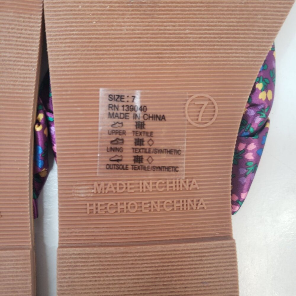 Matilda Jane Thong Sandals 7 Purple Floral Satin Open Toe Beach Flip Flop Slides - Picture 10 of 11